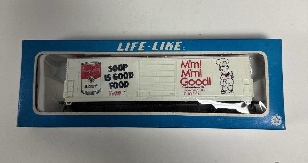 Vintage Life Like Campbell's Soup M'm! M'm! Good HO  White Train Box Car 8433