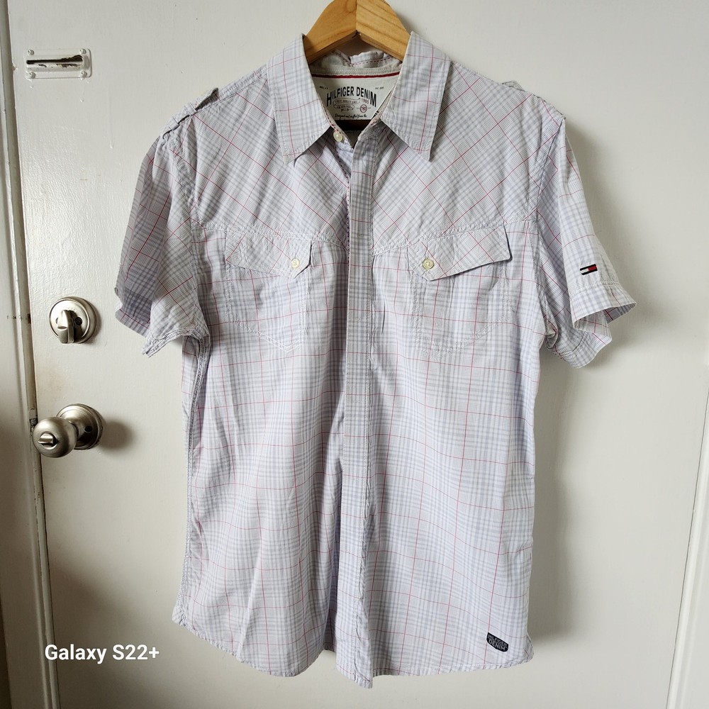 New Hilfiger Denim Short-Sleeve Shirt Hidden Buttons XL No Tags