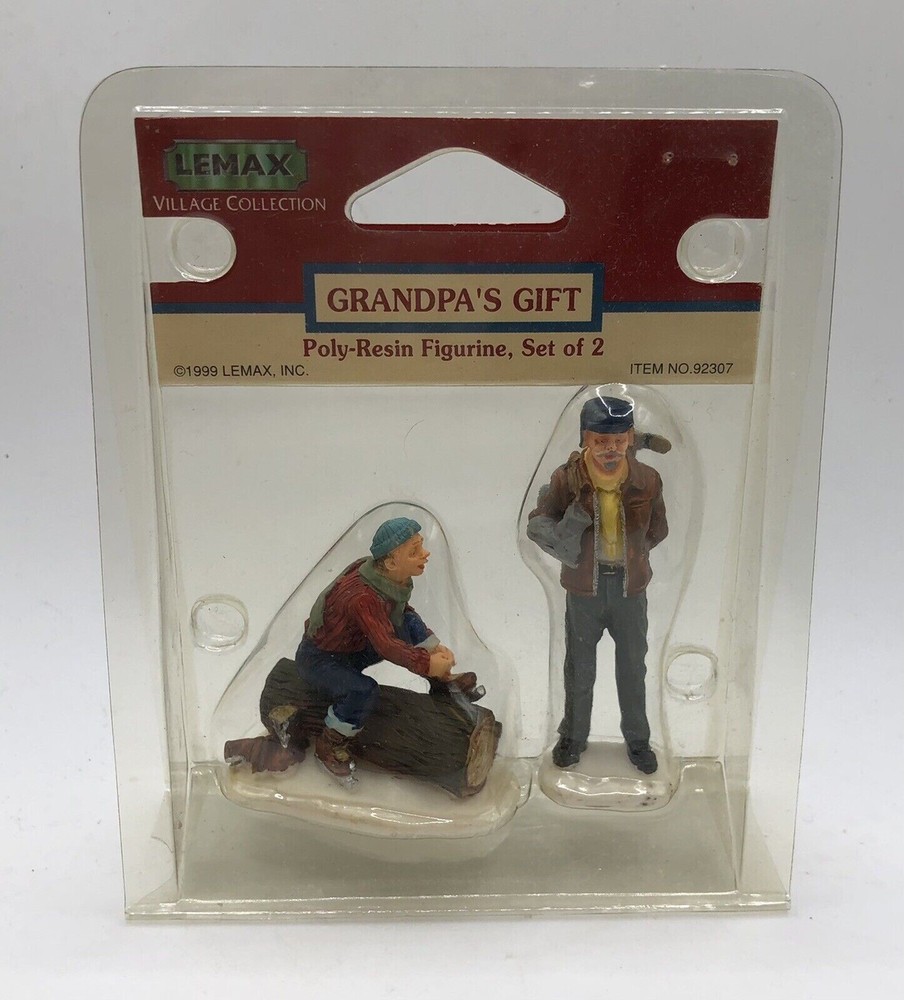 Vintage 1999 Lemax Village Grandfather Figurine Polystone Collectible #92307-image