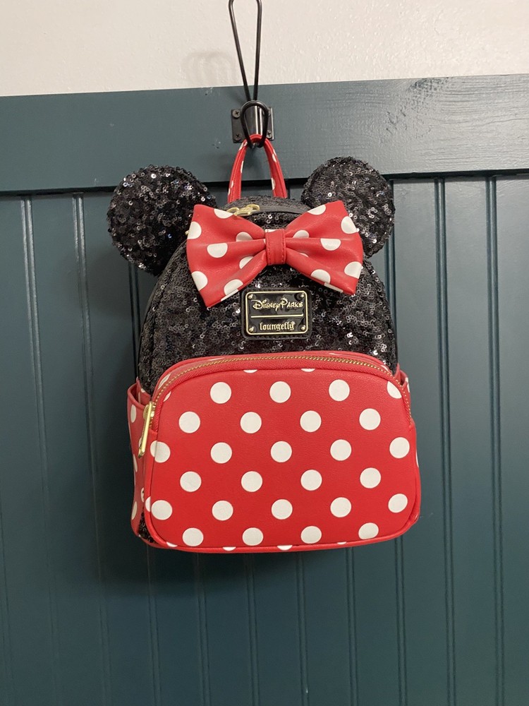 Disney Parks Loungefly  Classic Sequin  Minnie Mouse Polka Dot backpack