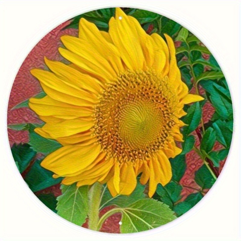 Sunshine Of Love Sunflower Round Aluminum Wall Art Painting