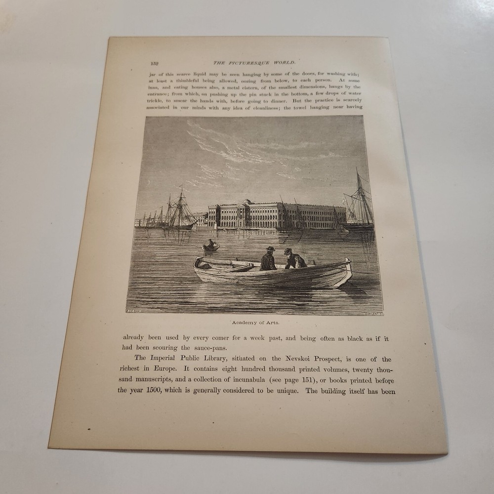 Academy of Arts St Petersburg Russia 1878 Antique Engraving Print 298-image