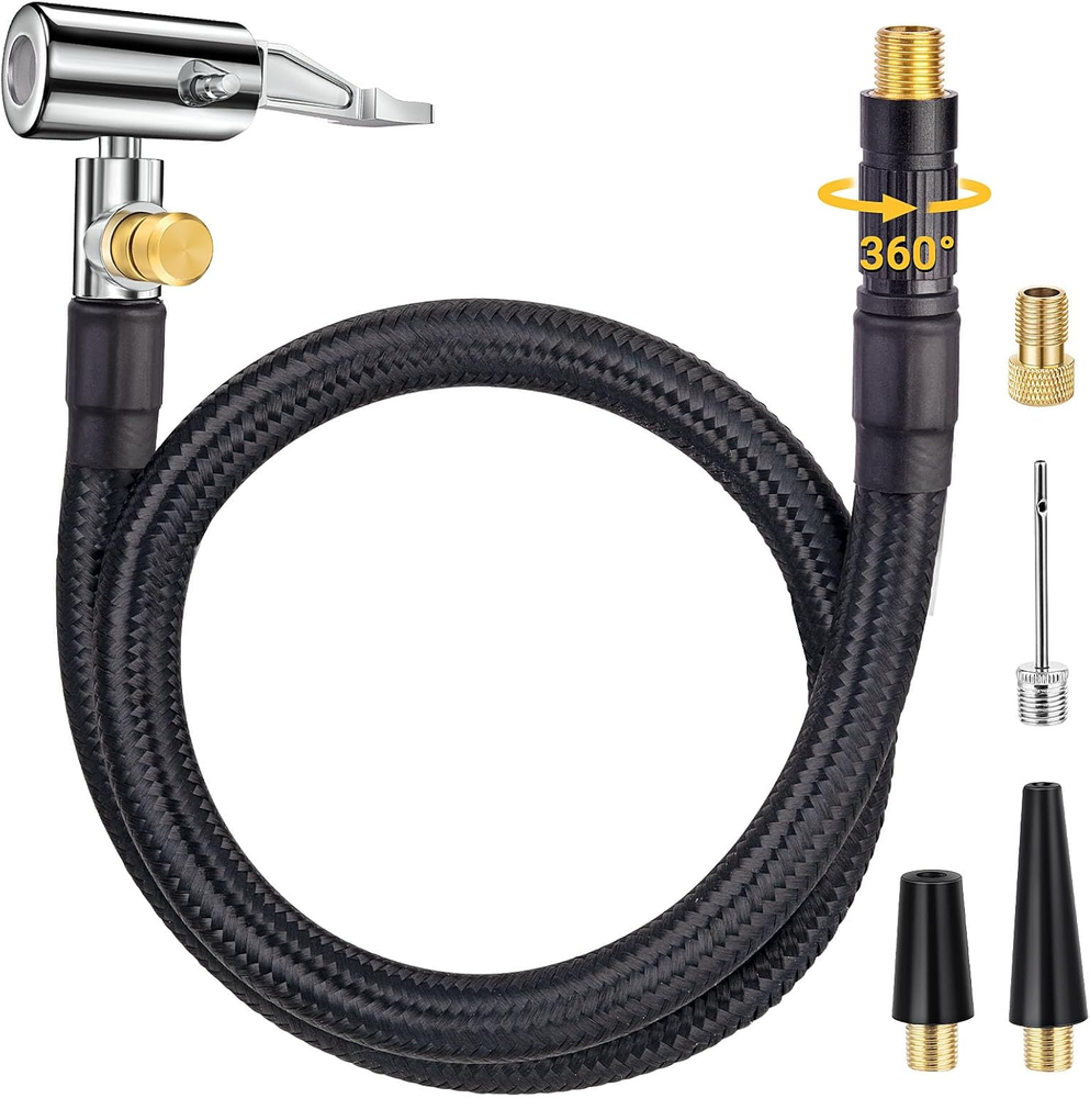 Upgraded Tire Inflator Hose Adapter W/360° Rotating End, 21'' Tire Inflation Hos