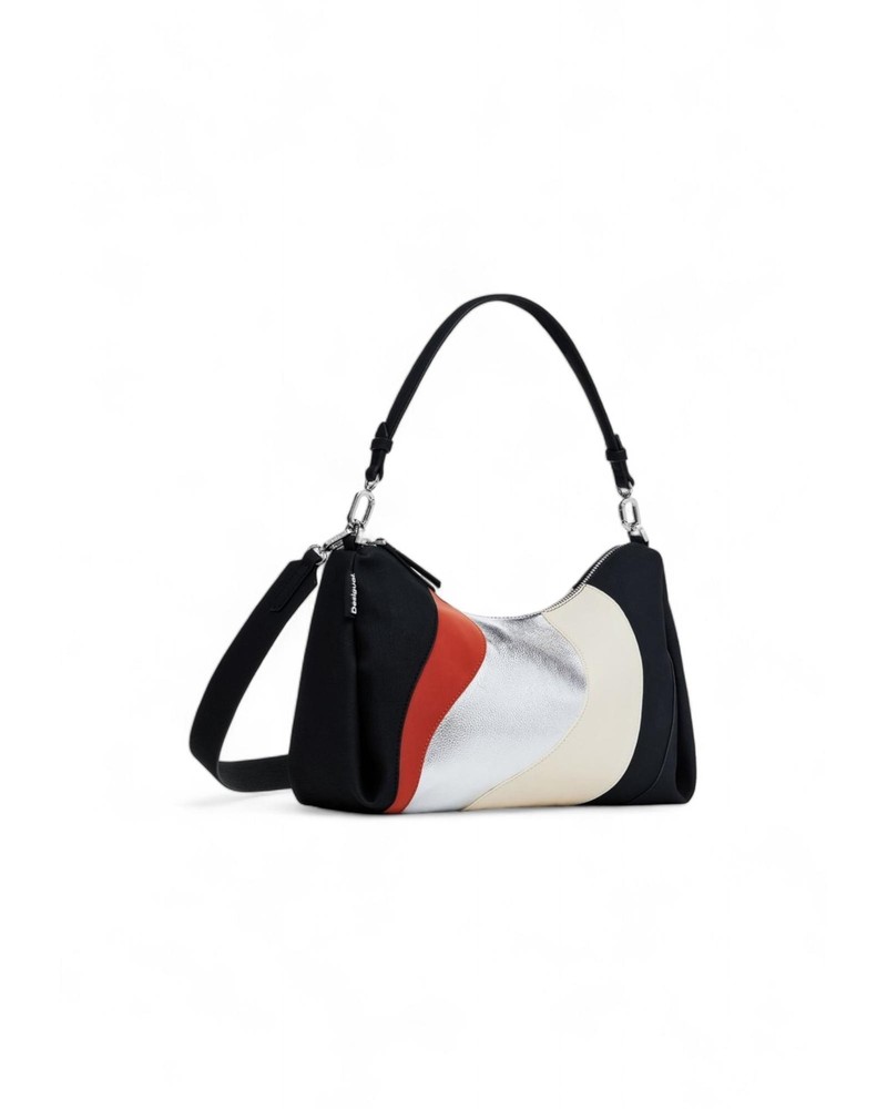 Desigual  Wave Colorblock Shoulder Bag - Black  -  Bags  - Silver -Size One Size