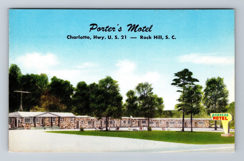 Rock Hill, SC-South Carolina, Porter's Motel, US Hwy 21, Vintage Postcard