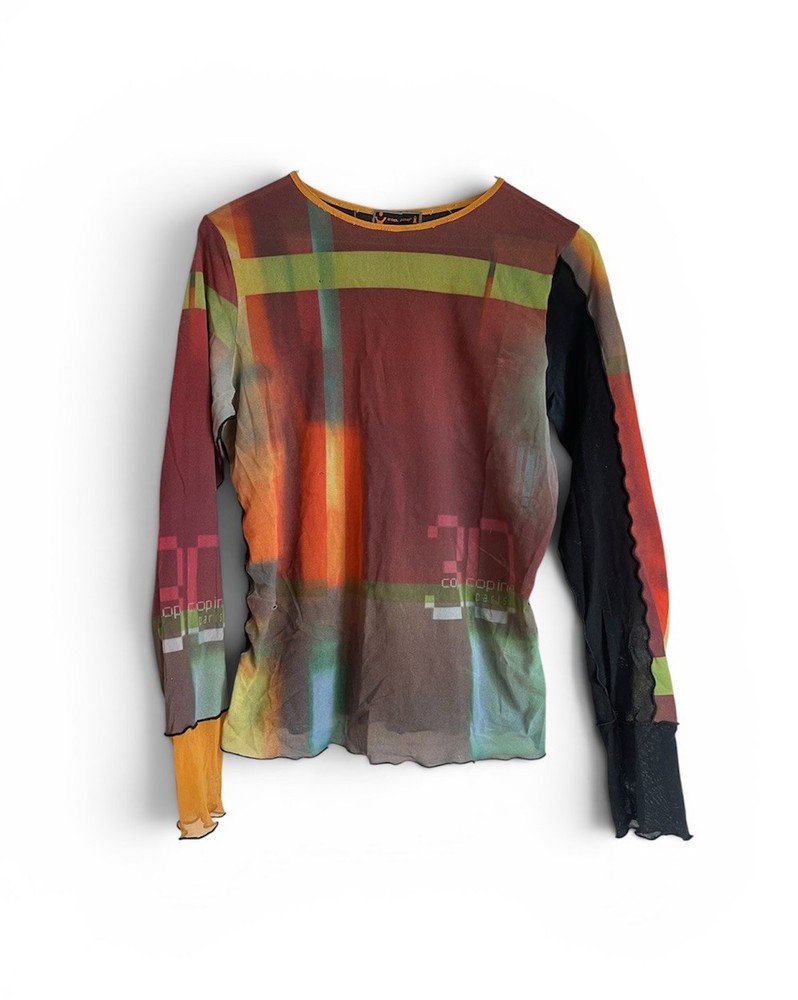 Y2K Cop Copine Mesh Graphic Long Sleeve Size M/L