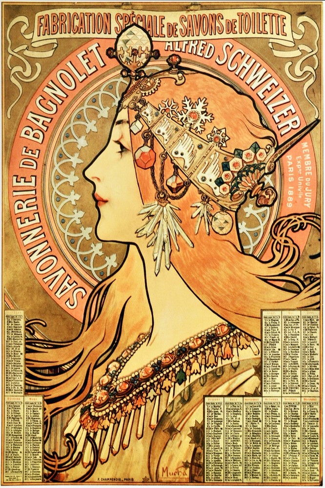 Decor Poster.Interior design Art Nouveau.Mucha Fashion Queen.Deco.6215