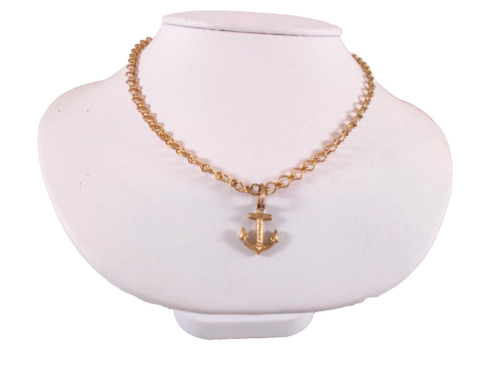 VTG Gold Tone Sweetheart Anchor Pendant Choker Necklace Free Shipping