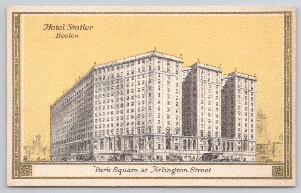 Hotel Statler Boston MA Park Square Arlington Street Vintage Postcard