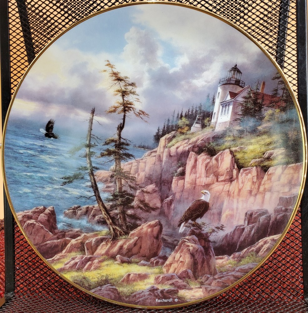 Vigilant Beacon Arcadia National Park God Bless America Plate Danbury Mint Eagle-image