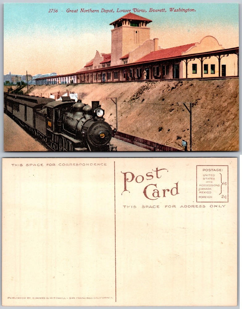 Great Northern Depot Everett WA Postcard