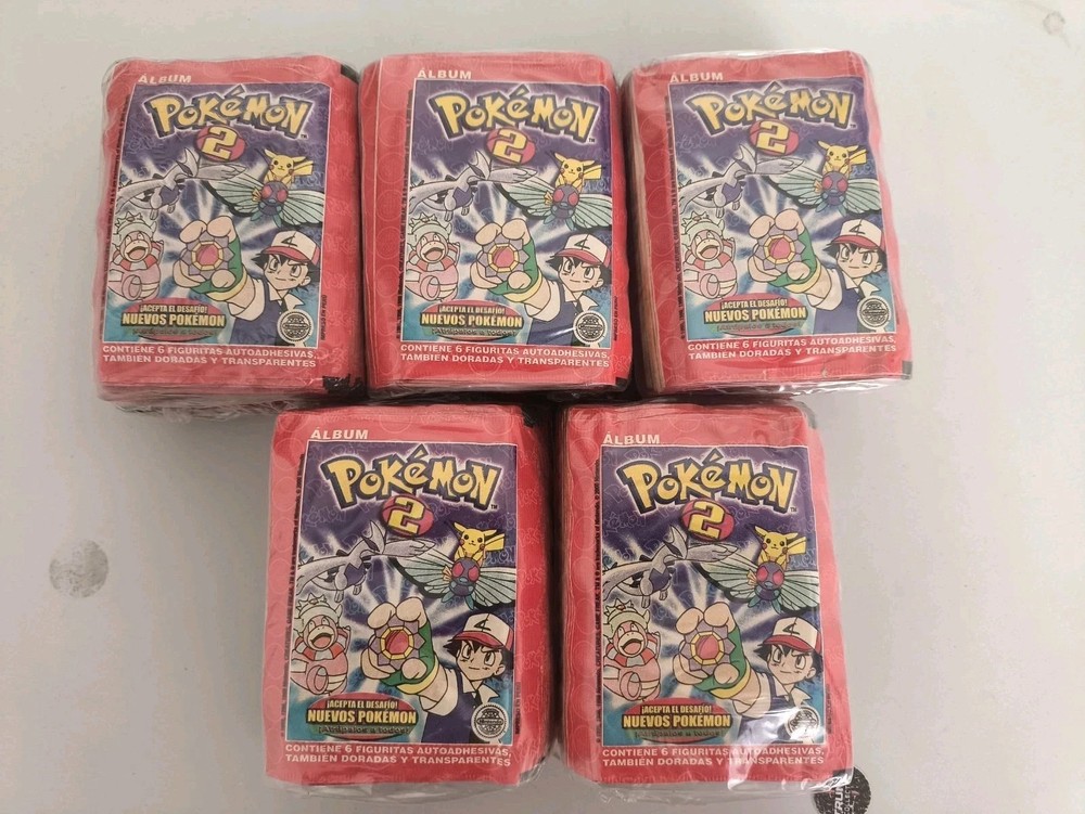 1999 BOX POKEMON 2 Navarrete Stickers - 5 Bundle Sealed Argentina Ultra Figus