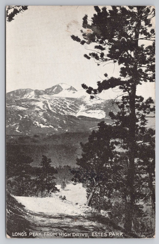 Long's Peak From High Drive Estes Park Colorado CO Rocky Mtns Vintage Postcard