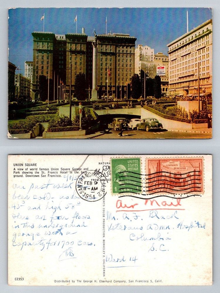 San Francisco CA-California, Union Square St Francis Hotel Vintage Postcard