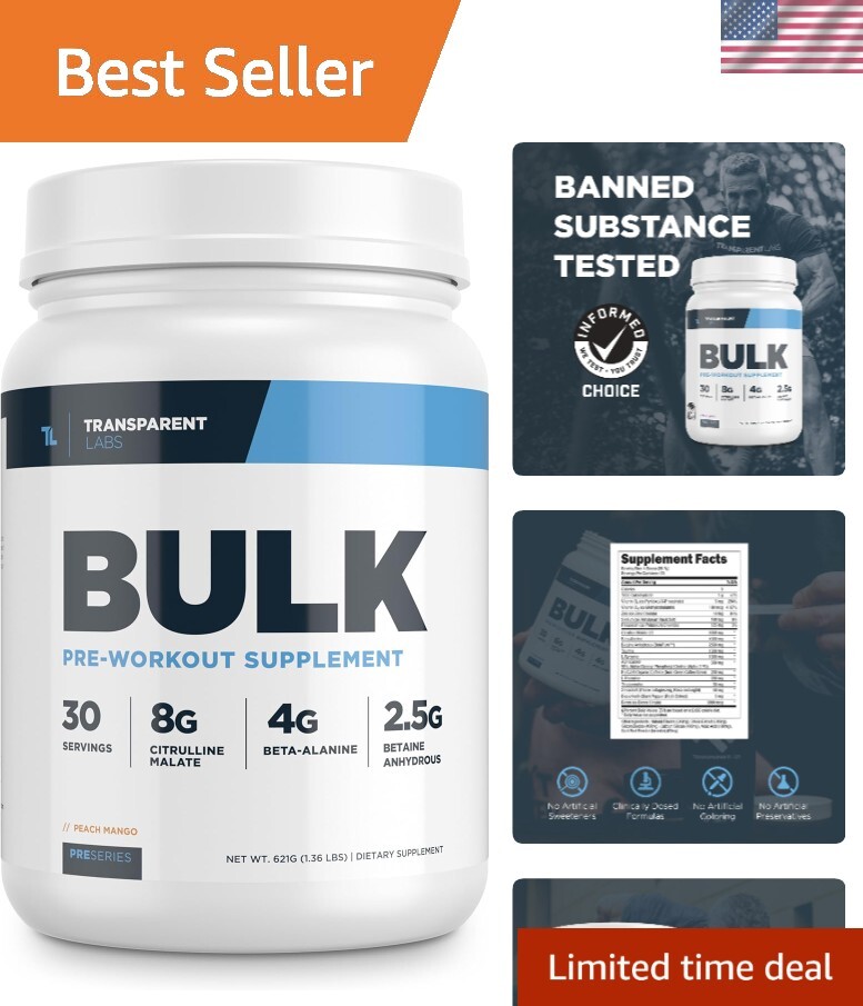 Bulk Pre Workout Powder - Naturally Sweetened Advanced Pre-Workout Formula fo...