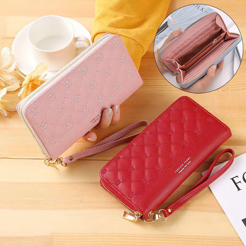 Women's Leather Wallet Large Capacity Zipper Clutch Bag ID Card Holder Purse US