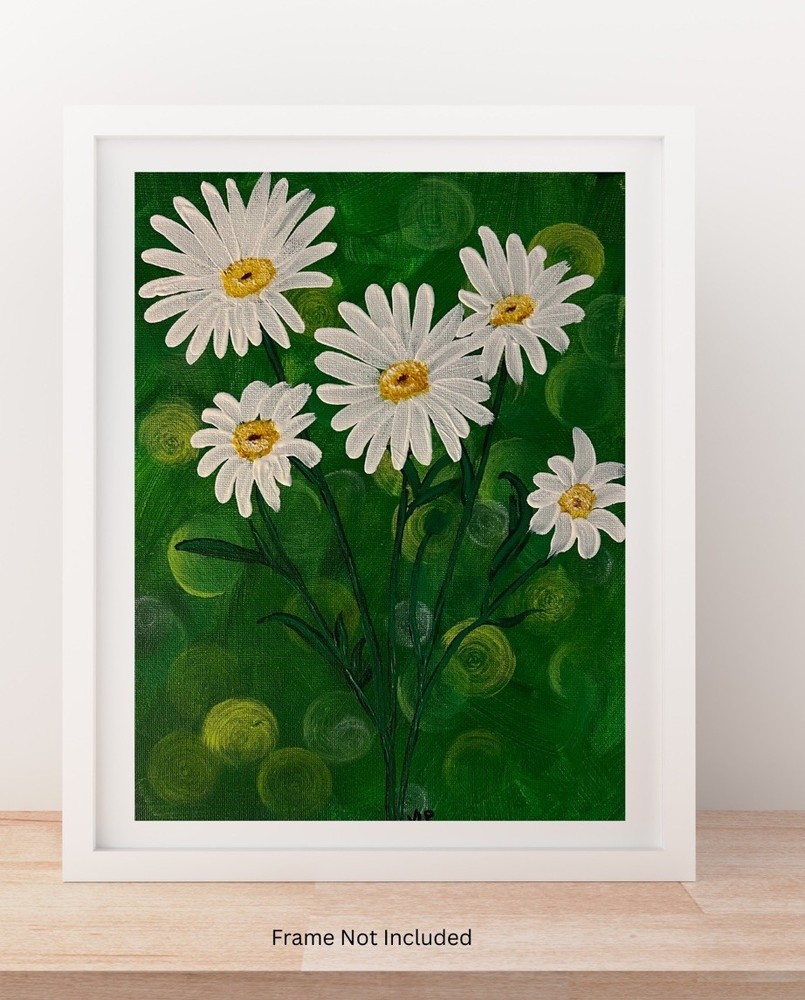 Five Daisies Floral Art VLP Original Acrylic 8x10” Canvas Panel Signed COA