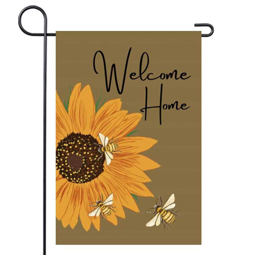 Spring Summer Garden Flag 12x18 Inch Double Sided Welcome Bee Sunflower Small