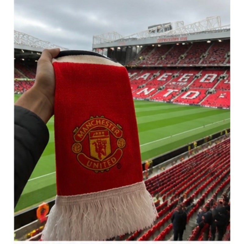 Manchester United Red Knit Soccer Scarf Fringe Fan Supporter EPL Football