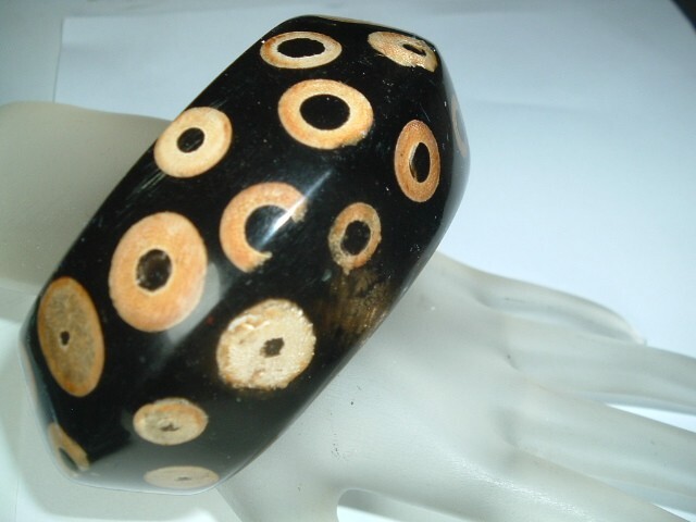 Vintage Kenneth Jay Lane KJL Bubbles Black Gold Resin Chunky Bangle Bracelet 1