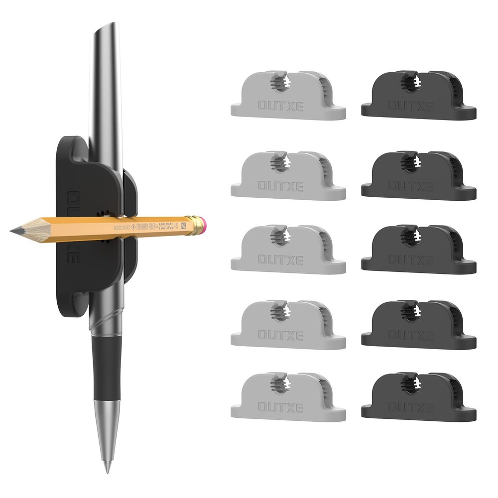 OUTXE 10-Pack Magnetic & Adhesive Pen Holder with Dual Slots - Easy Organize ...