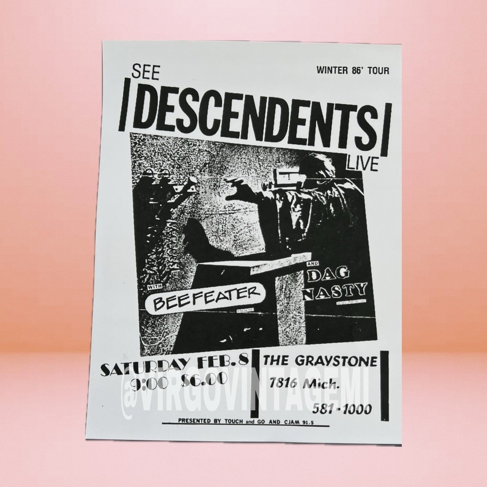 Descendents Winter 86' Tour Concert Flyer (February 8, 1986 - The Graystone MI)