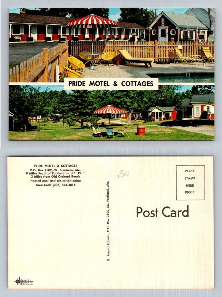 West Scarboro, ME-Maine, Pride Motel Cottages Old Orchard Beach Vintage Postcard