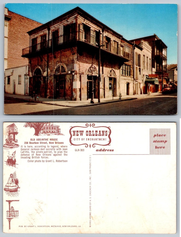 Old Absinthe House New Orleans Bourbon Street Mirro-Krome Postcard-image