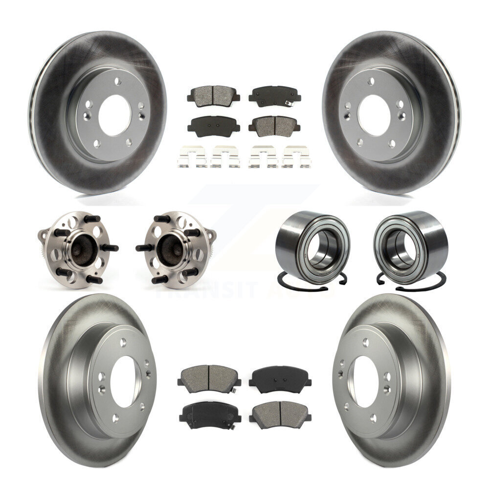 Hub Bearing & Coated Brake Rotor Pad Kit Front Rear 10Pc Hyundai Elantra GT