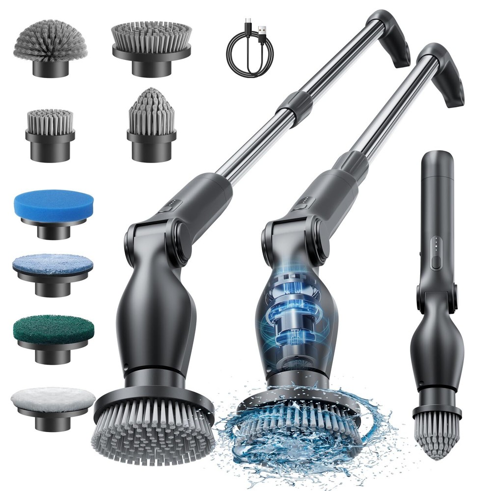 Electric Spin Scrubber, Cordless Cleaning Brush with 4 Adjustable Angles & 8 ...