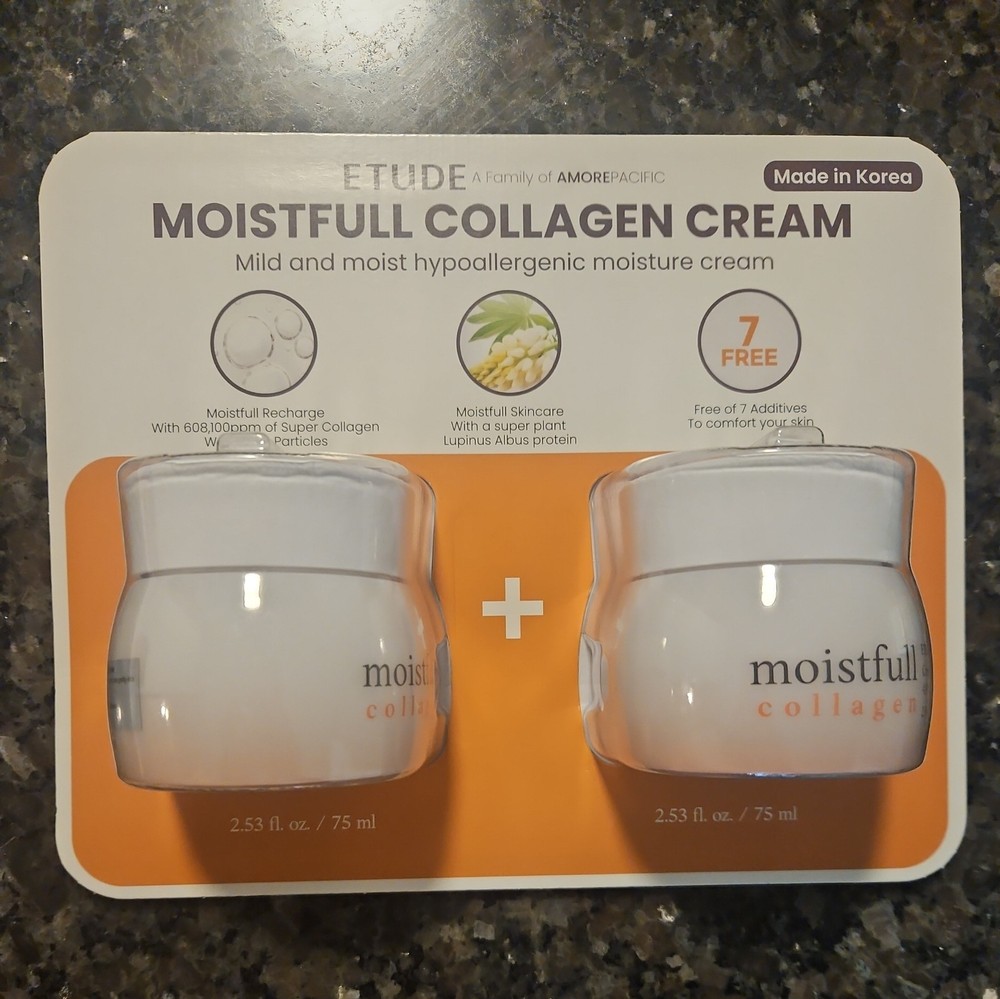 ETUDE MOISTFULL SUPER COLLAGEN HYPOALLERGENIC CREAM  2 PACK ( 2 X 2.53 oz)