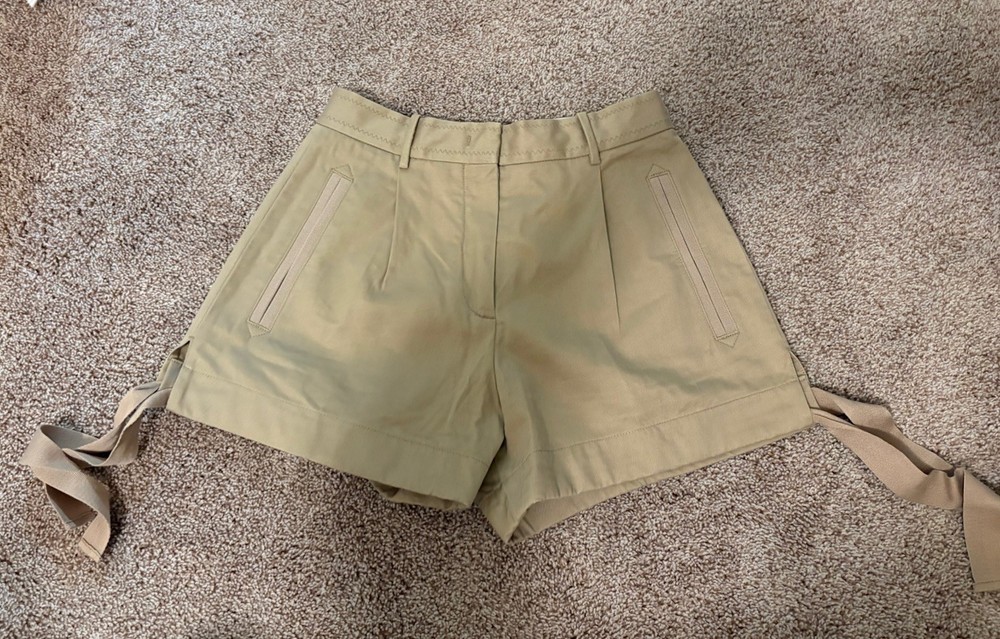 Moncler Women Khaki Shorts With Side Tie