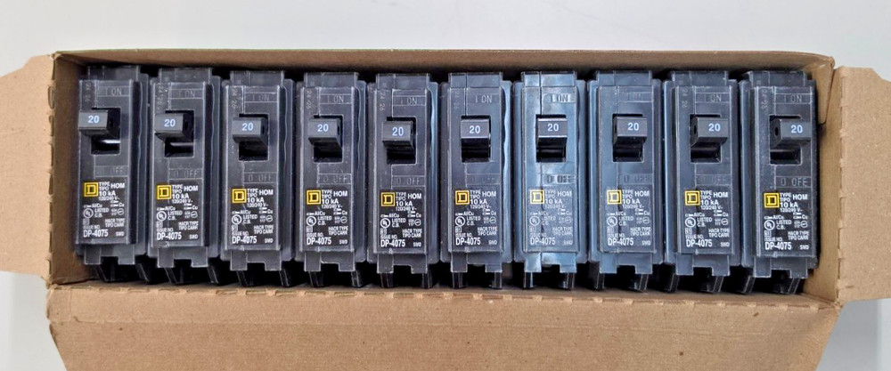 (BOX OF 10) Schneider Electric - HOM120CP - Square D 20A 1 Pole, Circuit Breaker