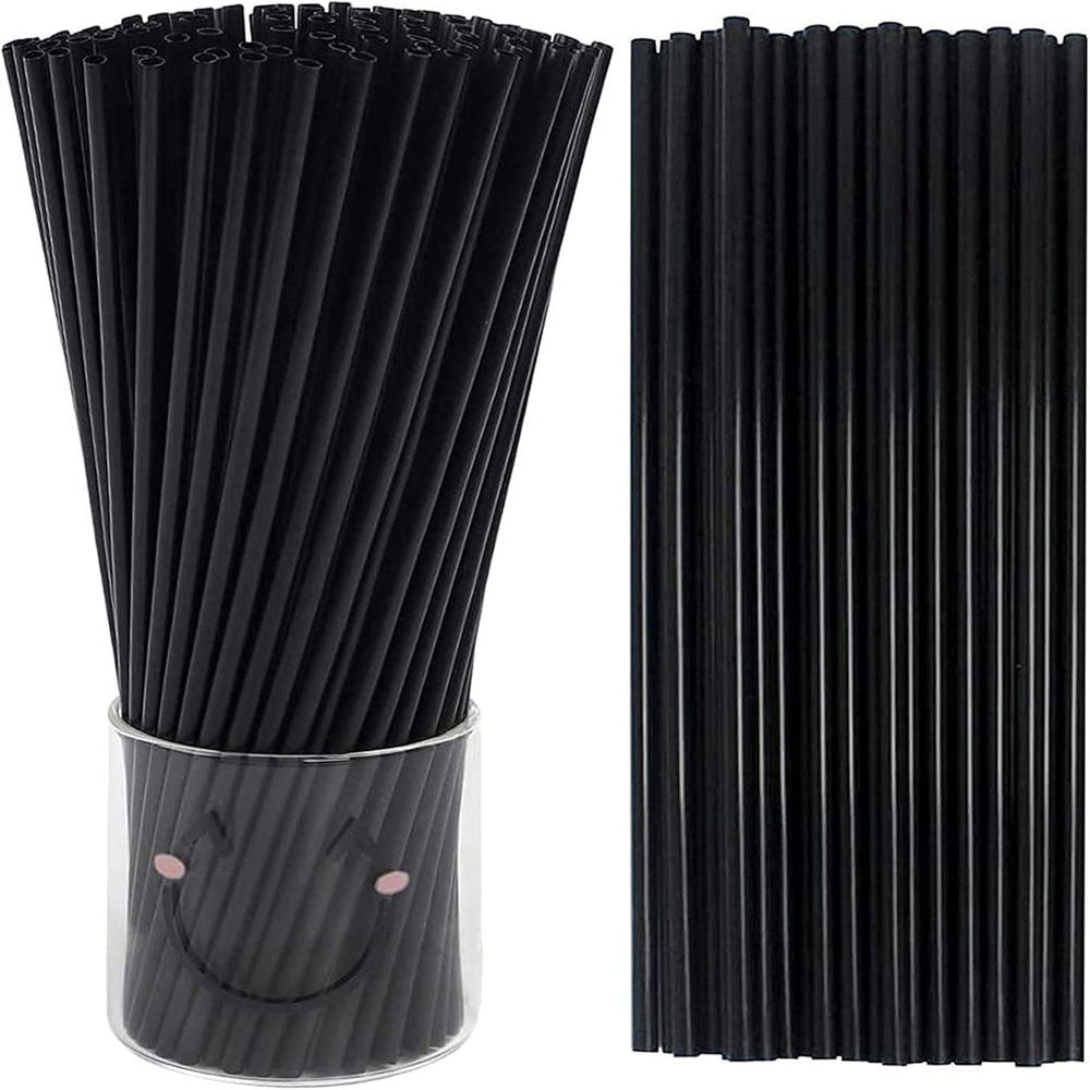500 pajitas de plástico desechables de 10,3 pulgadas (negras)
