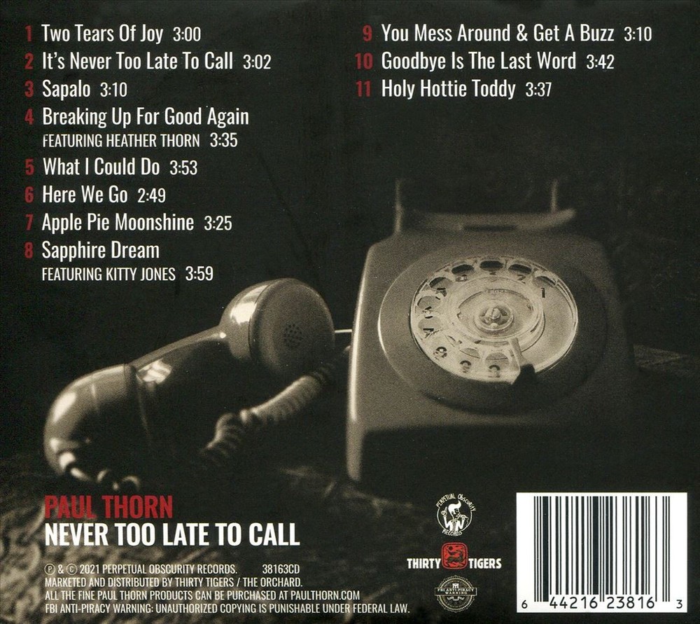 Paul Thorn Never Too Late To Call New Cd