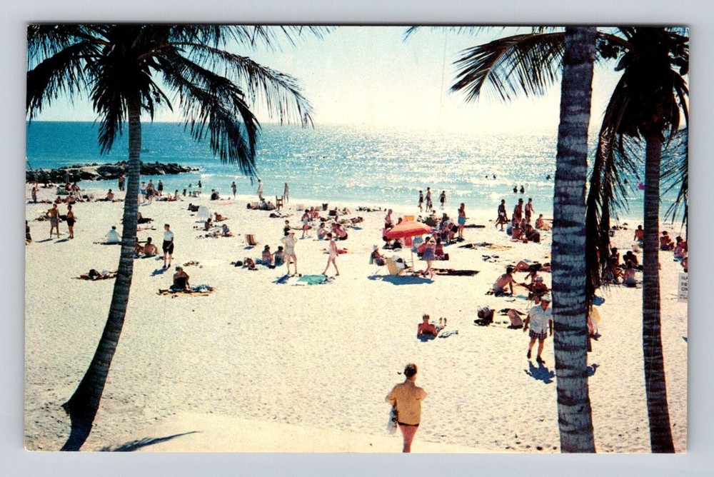 FL-Florida, Bathing, Sun Tanning, White Sandy Beach, Antique Vintage Postcard