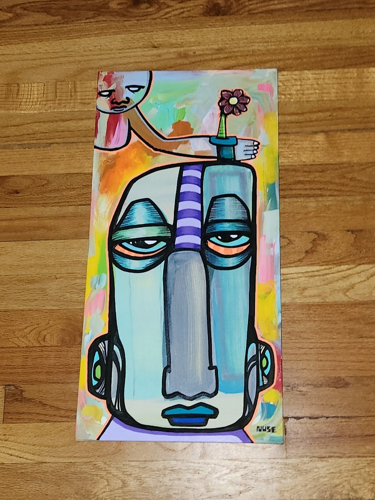 Dr.Nuse89 Original DEATH NYC Signed Graffiti Picasso Abstract OOAK Art  2ftx 1ft-image