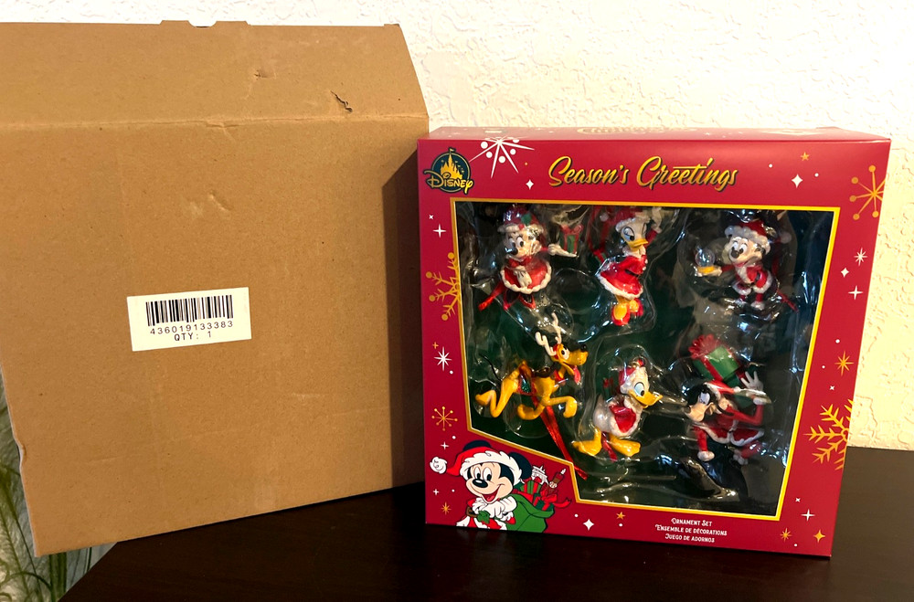 Disney Santa Mickey Mouse & Friends Holiday Ornament Set of 6 Christmas NEW +BOX