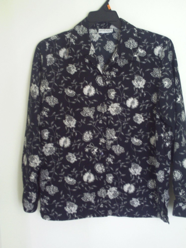 CLAUDIA RICHARD BUTTON FRONT LS BLOUSE WOMENS SHIRT NEW SZ S