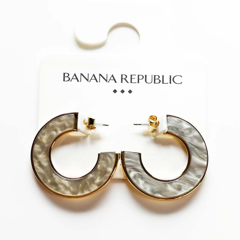 New Banana Republic Resin Hoop Earrings Gift Fashion Women Party Holiday Jewelry