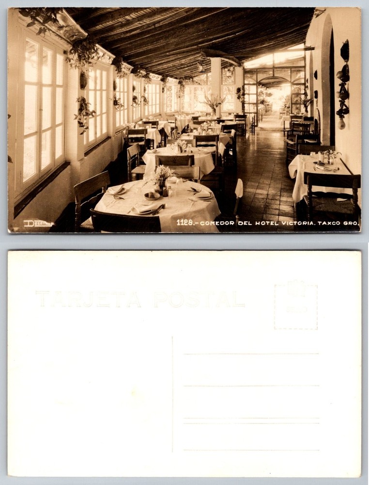 Hotel Victoria Dining Room Taxco Mexico Vintage RPPC Postcard
