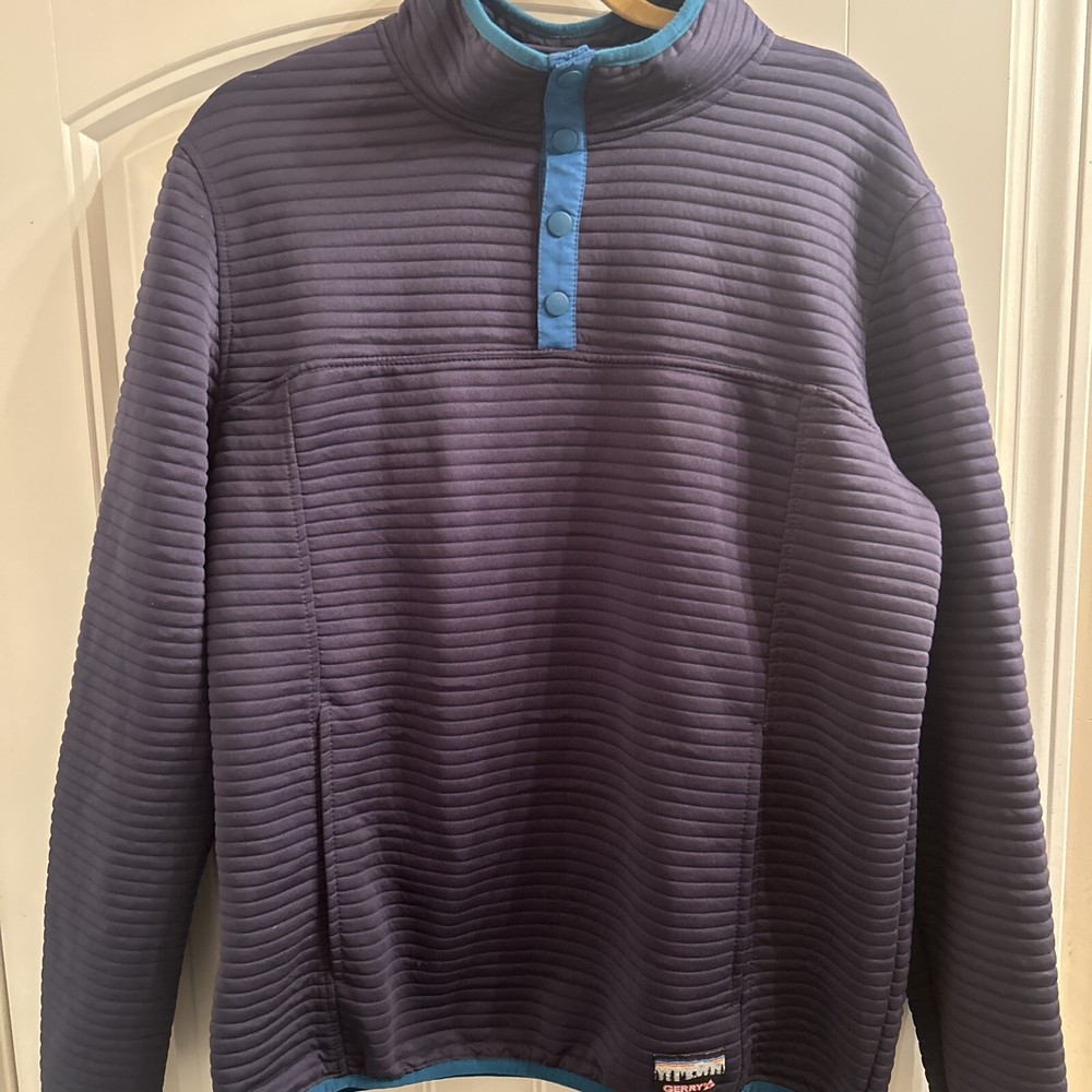 Gerry 1/4 Snap Ottoman Pullover Sweater Blue Ribbed Mens Size Large