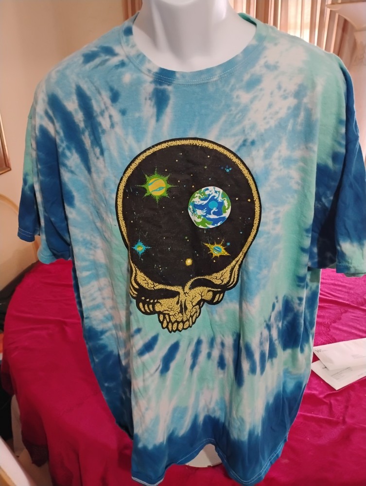 Grateful Dead Space Skull Tie Dye Mens Shirt Blue Graphic Tee XL