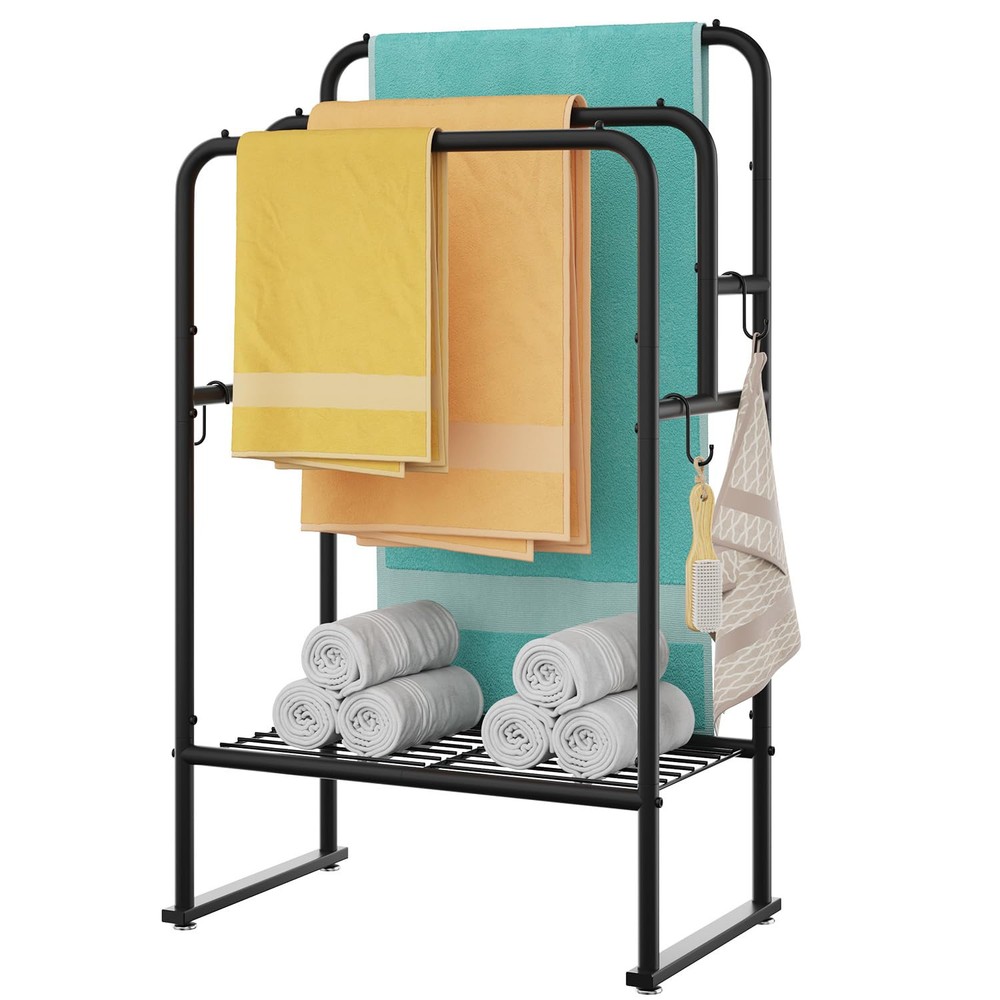Free Standing Towel Rack,3 Tier Blanket Rack, Metal Blanket Holder,24.0