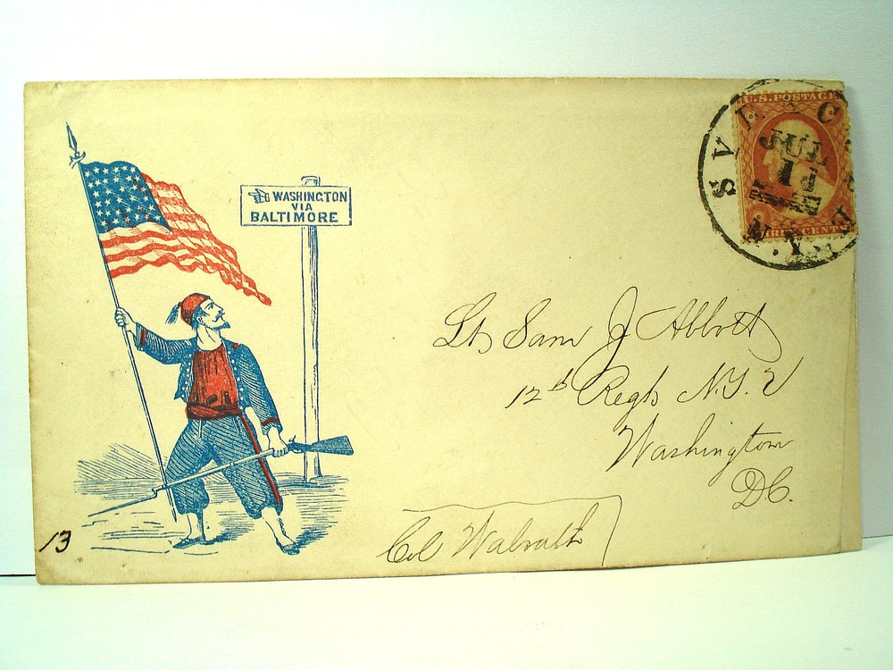 Civil War ZOUAVE SOLDIER & RIFLE Patriotic SAM J ABBOTT 12th NY INFANTRY Cover