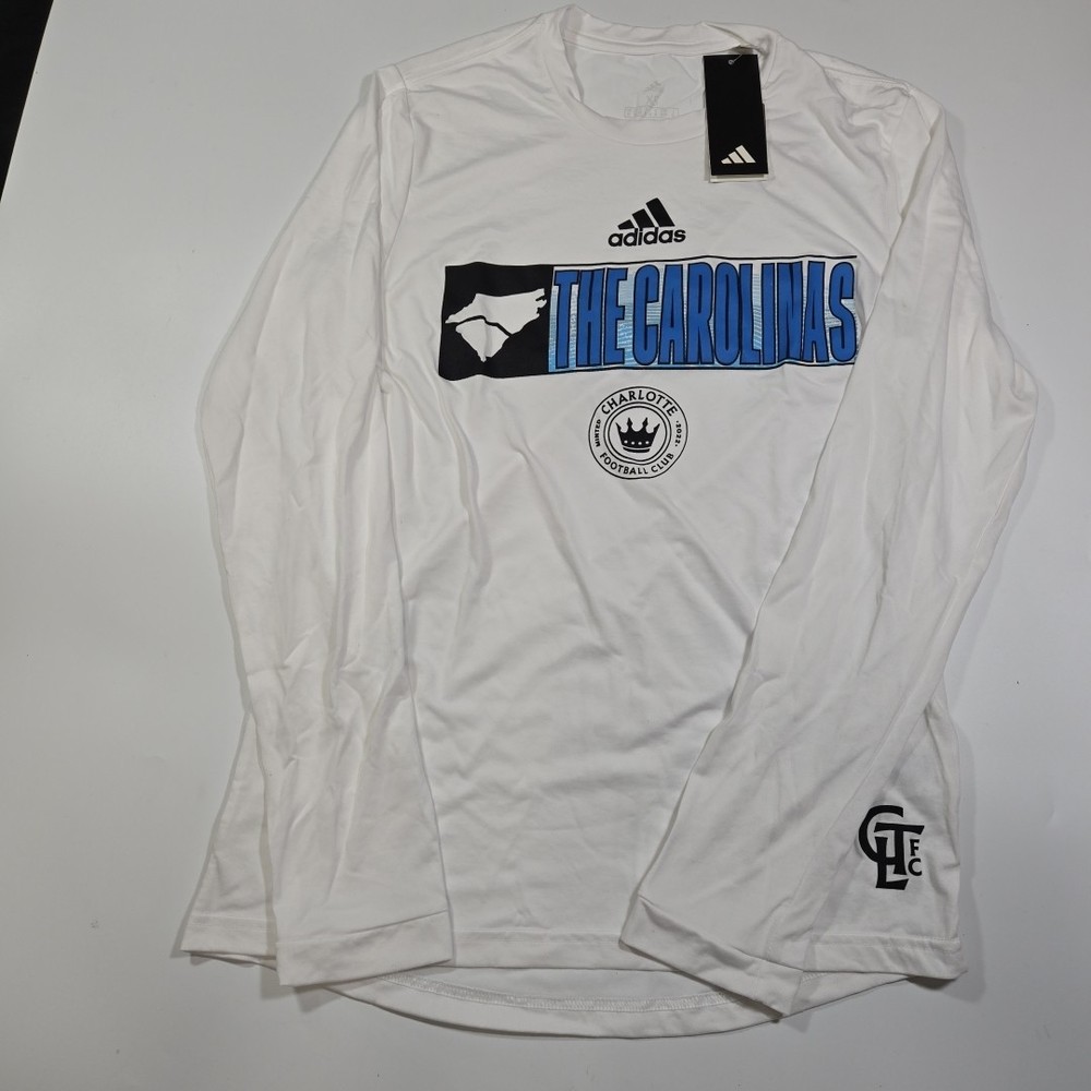 Adidas Charlotte FC Long Sleeve Shirt Men's Extra Small XS White MLS Soccer New