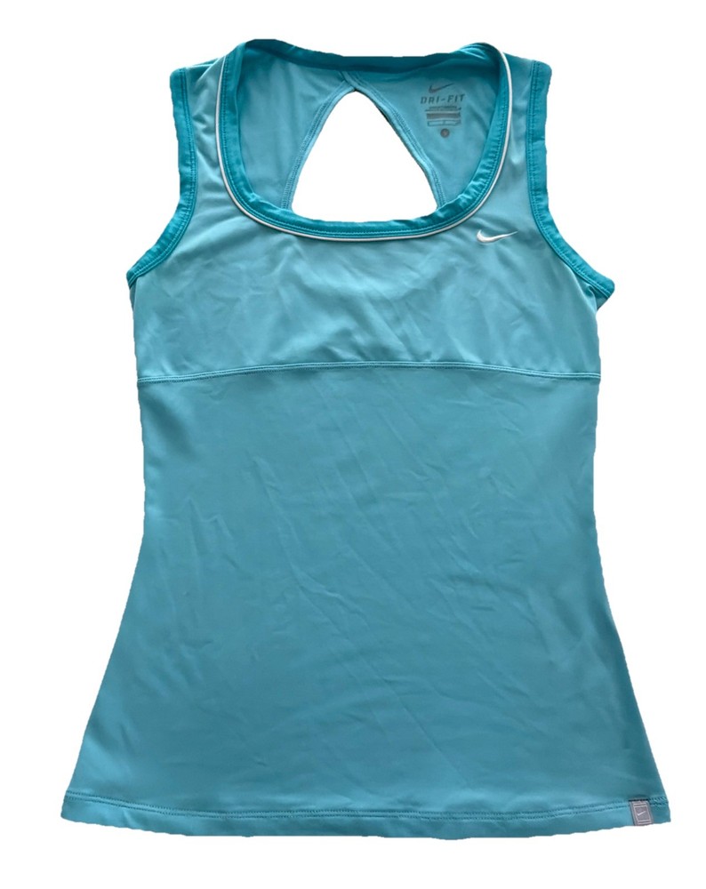 Nike Women's Dri-Fit swoop neck tank- Blue/White Lining- Size• Small