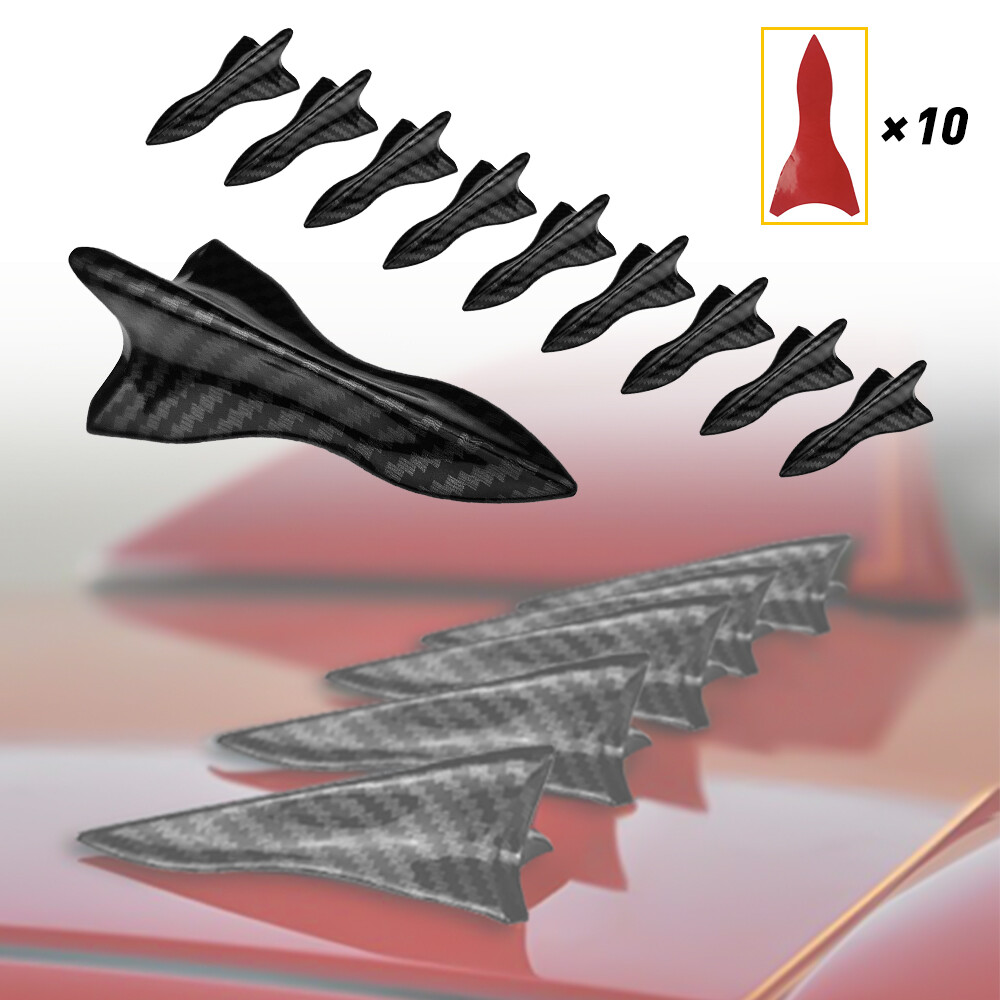 10pcs/Set Car Shark Roof Fin Diffuser Spoiler Roof Wing Carbon Fiber Universal