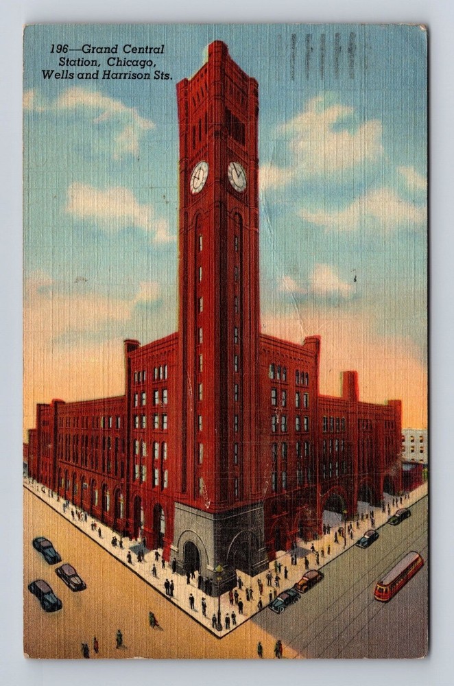 Chicago IL-Illinois, Grand Central Station, Antique, Vintage c1944 Postcard