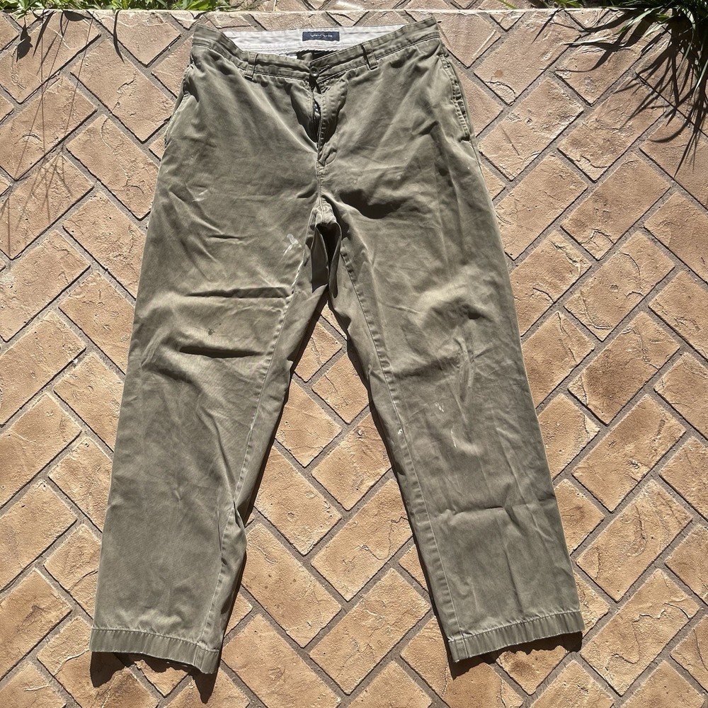 Tommy Hilfiger Relaxed Fit Green Chino Pants 34x32 Workwear Casual Stained